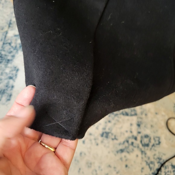 Mackage Nori 2-in-1 Black Wool Cashmere Double Collar Wrap Coat Leather Belt Zip - Picture 16 of 16